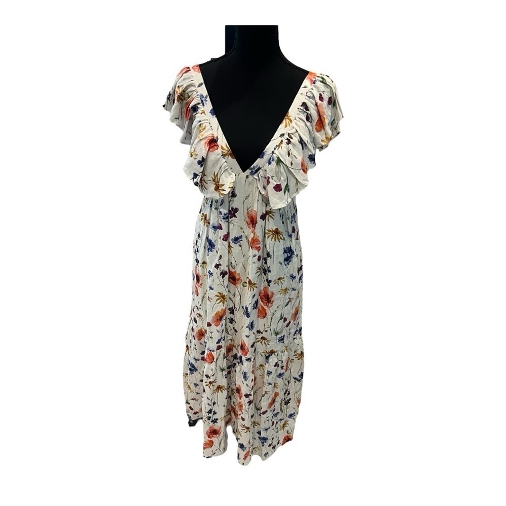 Elie Tahari Linen Floral Maxi Dress